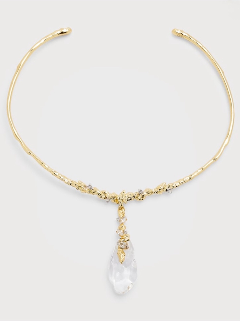 ALEXIS BITTAR Dream Rain Collar Necklace Brut Gold Clear Lucite JL29